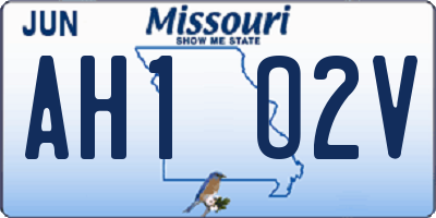 MO license plate AH1O2V