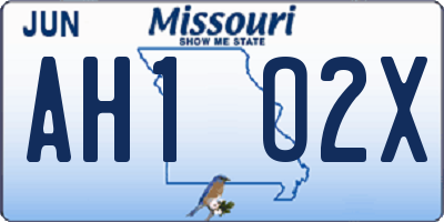 MO license plate AH1O2X