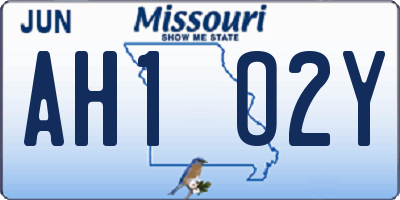 MO license plate AH1O2Y