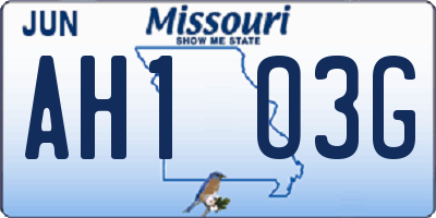 MO license plate AH1O3G