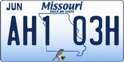 MO license plate AH1O3H