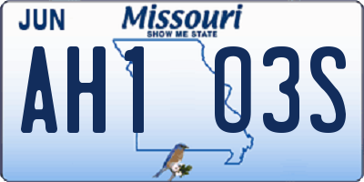 MO license plate AH1O3S