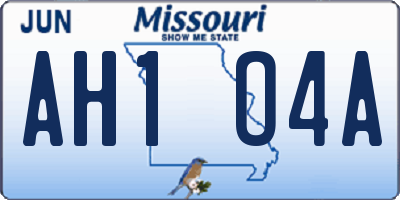 MO license plate AH1O4A