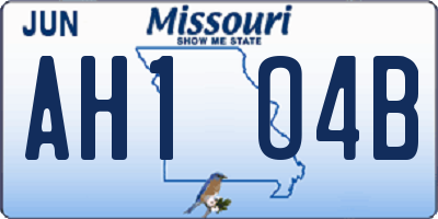 MO license plate AH1O4B