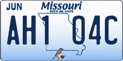 MO license plate AH1O4C