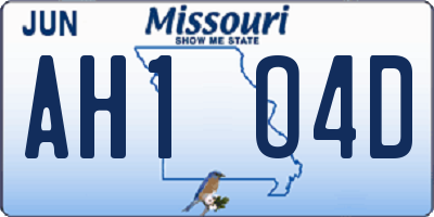 MO license plate AH1O4D