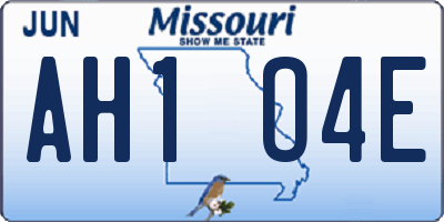 MO license plate AH1O4E