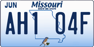 MO license plate AH1O4F