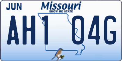 MO license plate AH1O4G