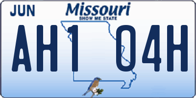 MO license plate AH1O4H