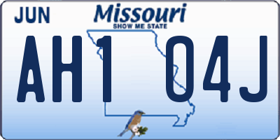 MO license plate AH1O4J