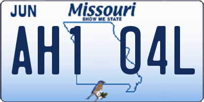 MO license plate AH1O4L