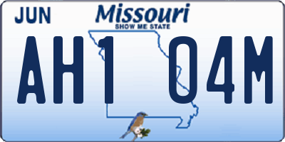 MO license plate AH1O4M