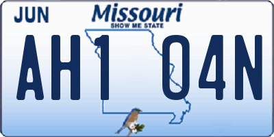 MO license plate AH1O4N