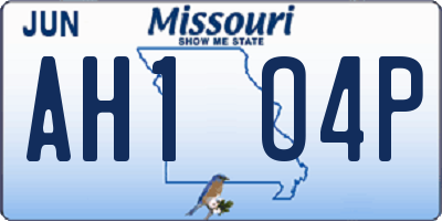 MO license plate AH1O4P