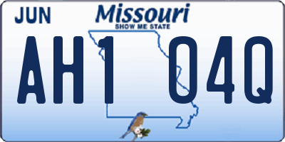 MO license plate AH1O4Q