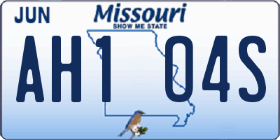 MO license plate AH1O4S