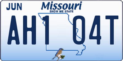 MO license plate AH1O4T