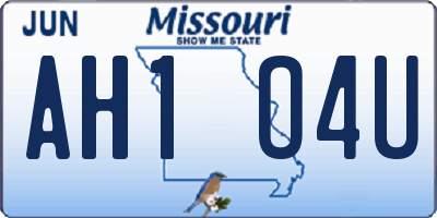 MO license plate AH1O4U