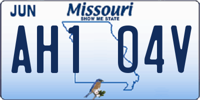 MO license plate AH1O4V