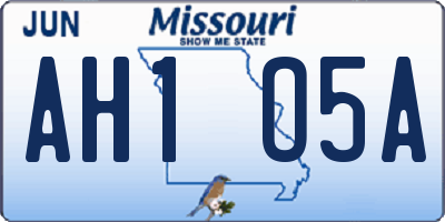 MO license plate AH1O5A