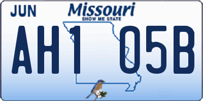 MO license plate AH1O5B