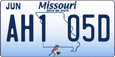 MO license plate AH1O5D