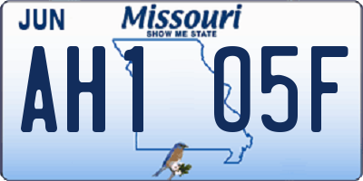 MO license plate AH1O5F