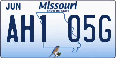 MO license plate AH1O5G