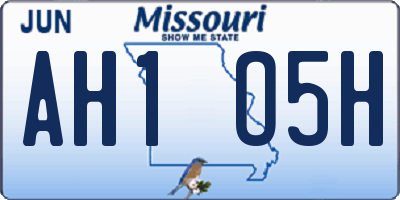 MO license plate AH1O5H