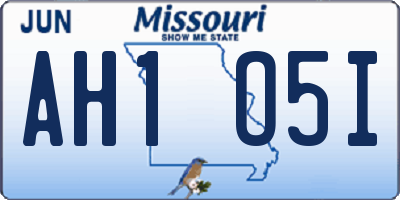 MO license plate AH1O5I