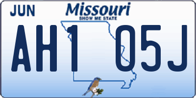 MO license plate AH1O5J