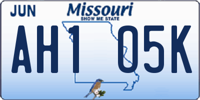 MO license plate AH1O5K