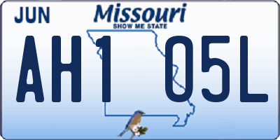 MO license plate AH1O5L