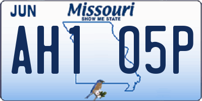 MO license plate AH1O5P