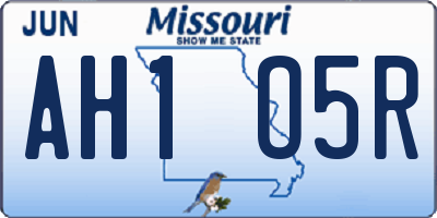 MO license plate AH1O5R