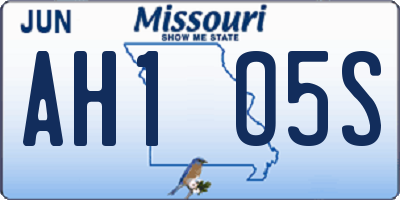 MO license plate AH1O5S