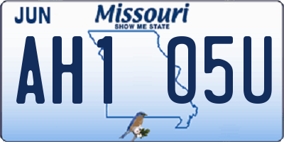 MO license plate AH1O5U