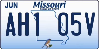 MO license plate AH1O5V