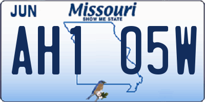 MO license plate AH1O5W