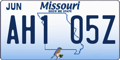 MO license plate AH1O5Z