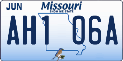 MO license plate AH1O6A