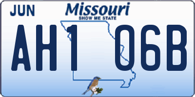 MO license plate AH1O6B