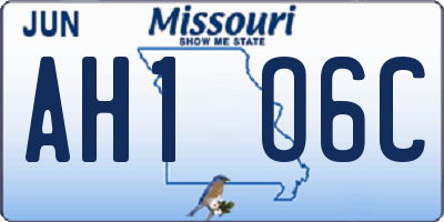 MO license plate AH1O6C