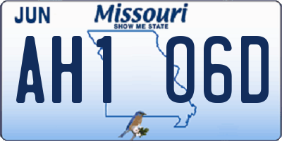 MO license plate AH1O6D