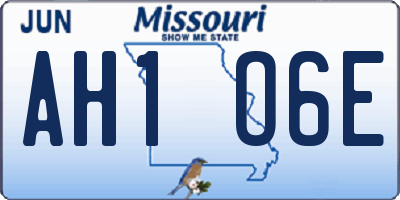 MO license plate AH1O6E