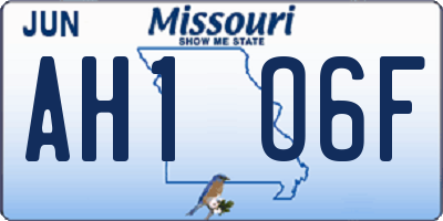 MO license plate AH1O6F