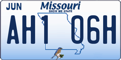 MO license plate AH1O6H