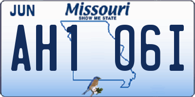 MO license plate AH1O6I