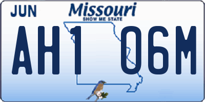 MO license plate AH1O6M